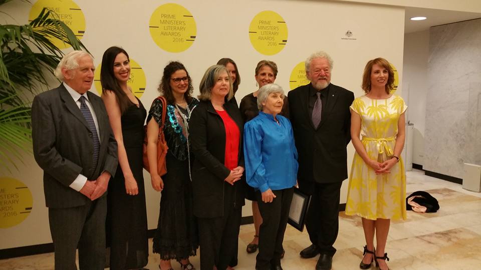 Sam Lipski and Suzanne D. Rutland receiving their 2016 Prime Minister's Literary Award